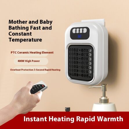 Wall Mounted Portable Small Electric Heater With Remote Control, Adjustable Silent Thermostat Suitable For Winter Home Offices Bathroom - Image 2