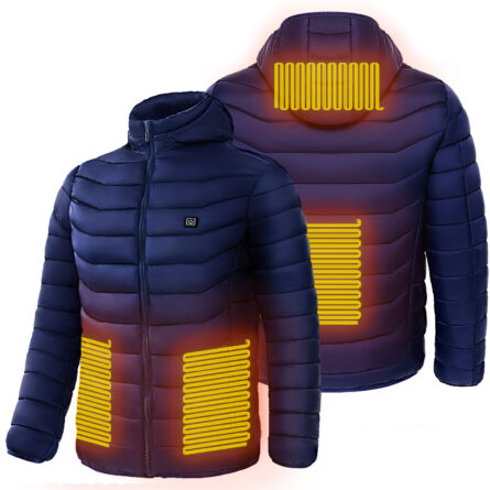 Men Heated Puffer Jacket Electric Heating Coat Insulated Hood Windbreaker 9Heat Zones - Image 2