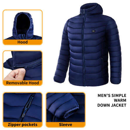 Men Heated Puffer Jacket Electric Heating Coat Insulated Hood Windbreaker 9Heat Zones - Image 10