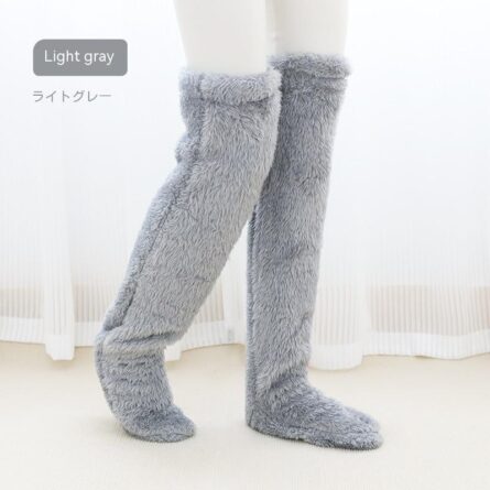 Over Knee High Fuzzy Long Socks Winter Warm Cold Leg Knee Joint Cold-proof Stockings Home Floor Sleeping Socks - Image 4