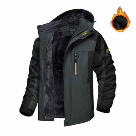 Winter Hooded Jacket Fashion Casual Warm Fleece Coat Windproof Rainproof Parka Windbreaker Men's Top - Image 7
