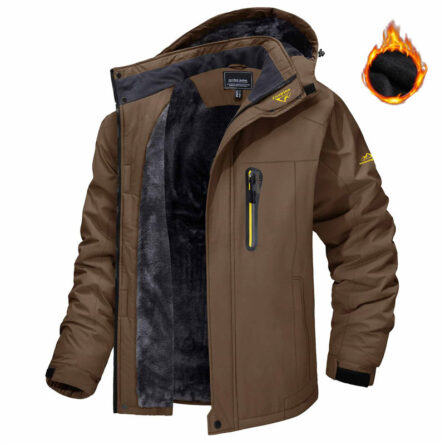 Winter Hooded Jacket Fashion Casual Warm Fleece Coat Windproof Rainproof Parka Windbreaker Men's Top - Image 3