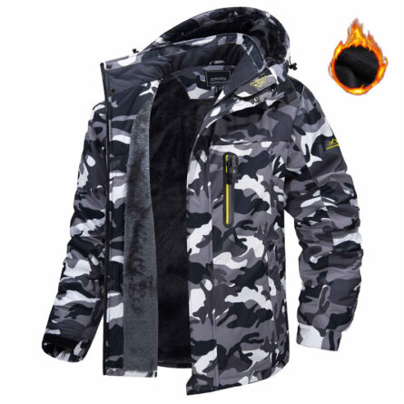 Winter Hooded Jacket Fashion Casual Warm Fleece Coat Windproof Rainproof Parka Windbreaker Men's Top - Image 6