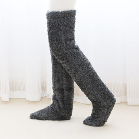 Over Knee High Fuzzy Long Socks Winter Warm Cold Leg Knee Joint Cold-proof Stockings Home Floor Sleeping Socks - Image 8
